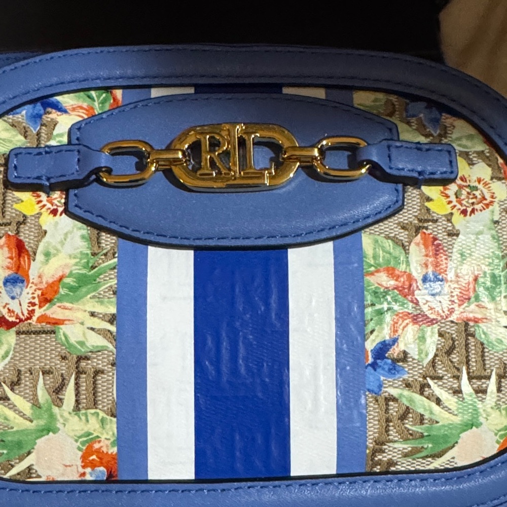 NWOT Ralph Lauren Floral Blue Crossbody Bag - Picture 3 of 10